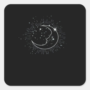 Whimsigoth Starry Night Moon Witchy Classic Quadratischer Aufkleber