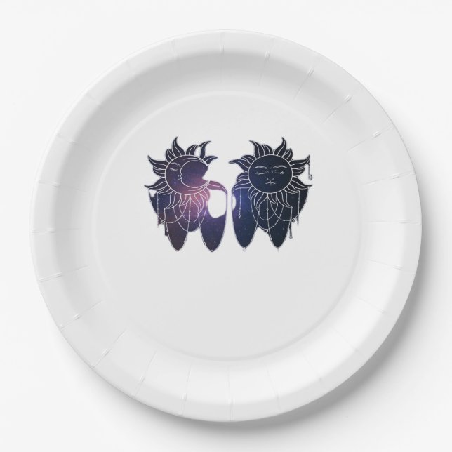 Whimsigoth Starry Night Sun Moon Witchy Classic Pappteller (Vorderseite)