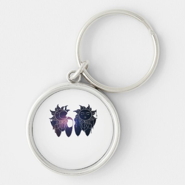 Whimsigoth Starry Night Sun Moon Witchy Classic Schlüsselanhänger (Vorne)
