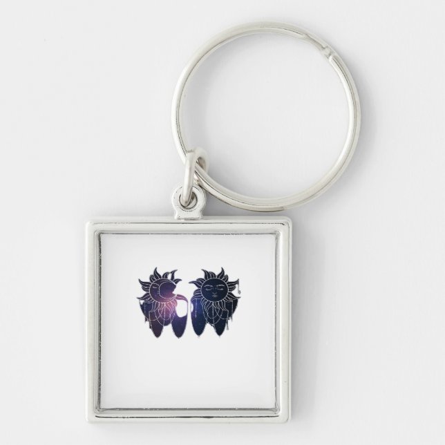 Whimsigoth Starry Night Sun Moon Witchy Classic Schlüsselanhänger (Vorne)