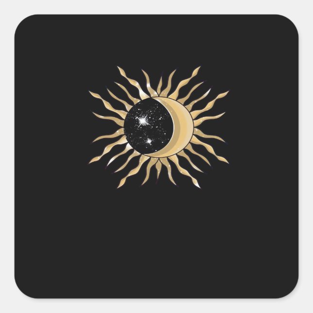 Whimsigoth Sun Moon Space Classic Quadratischer Aufkleber (Vorderseite)