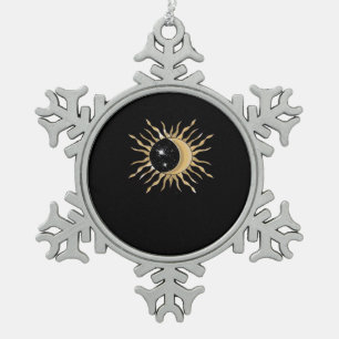 Whimsigoth Sun Moon Space Classic Schneeflocken Zinn-Ornament