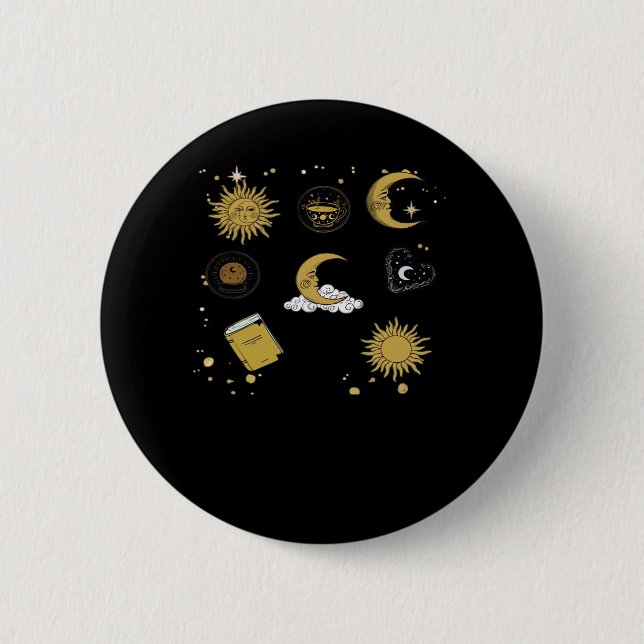 Whimsigoth Sun Moon Witchy Classic Button (Vorderseite)