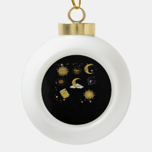Whimsigoth Sun Moon Witchy Classic Keramik Kugel-Ornament