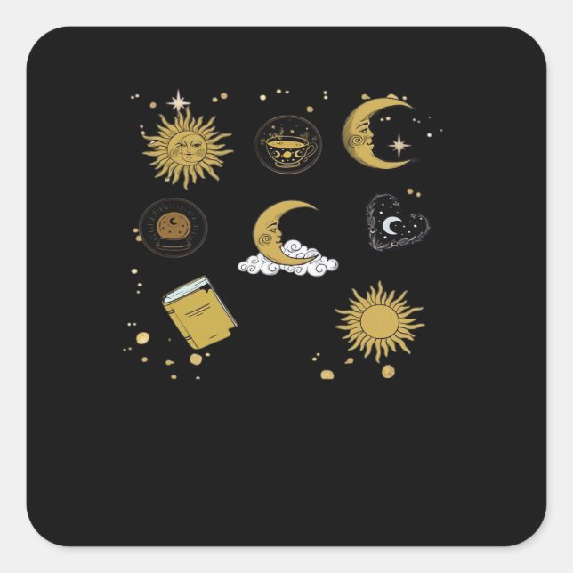 Whimsigoth Sun Moon Witchy Classic Quadratischer Aufkleber (Vorderseite)