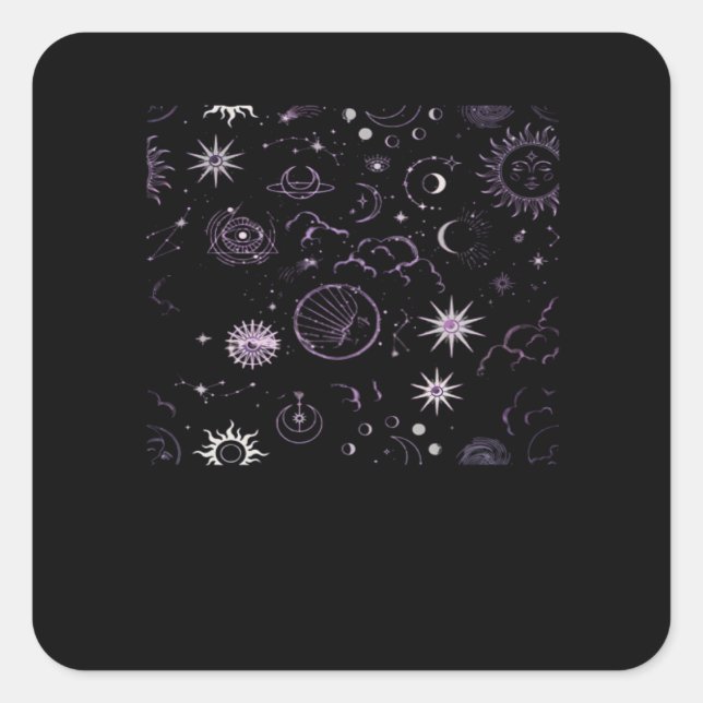 Whimsigoth Sun Moon Witchy Classic Quadratischer Aufkleber (Vorderseite)