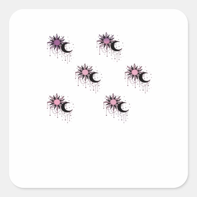 Whimsigoth Sun Moon Witchy Quadratischer Aufkleber (Vorderseite)