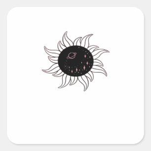 Whimsigoth Sun Space Mountains und Sonnenuntergang Quadratischer Aufkleber