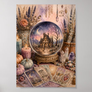 Whimsigoth Tarot Altar Schneekugel Hexen Halloween Poster