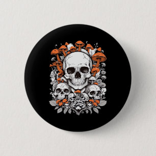 Whimsigoth Totenköpfe & Pilze Vintage-Botanik Ästh Button
