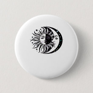 Whimsigoth Watercolor Sun Moon Witchy Classic Button