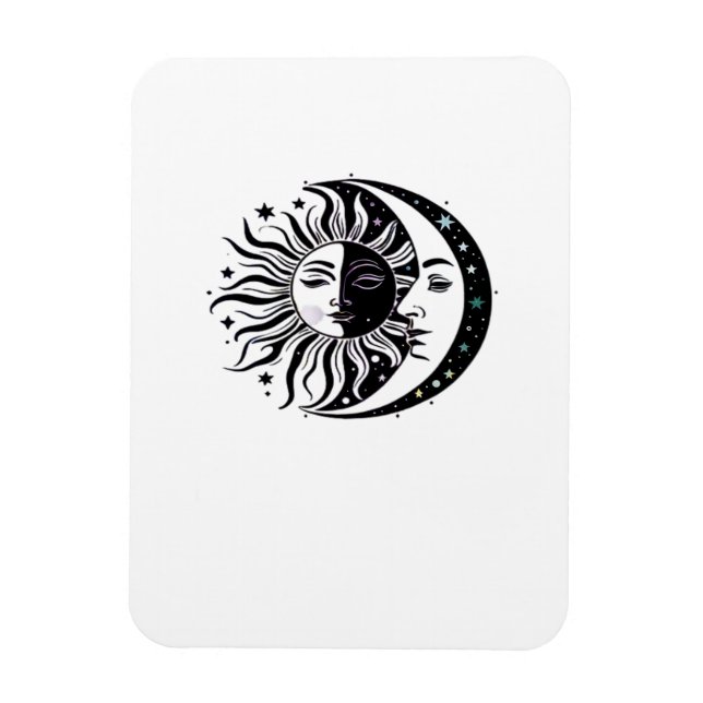 Whimsigoth Watercolor Sun Moon Witchy Classic Magnet (Vertikal)