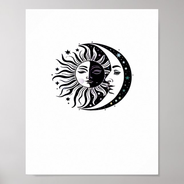 Whimsigoth Watercolor Sun Moon Witchy Classic Poster (Vorne)