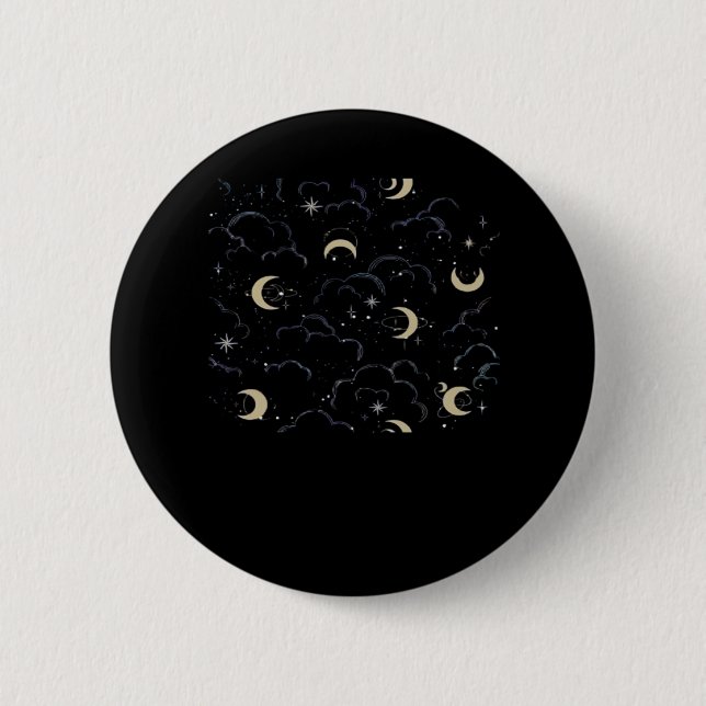 Whimsigoth Wolken Sun Moon Witchy Button (Vorderseite)