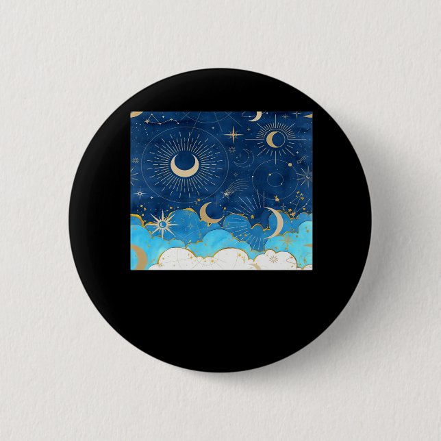 Whimsigoth Wolken Sun Moon Witchy Classic Button (Vorderseite)
