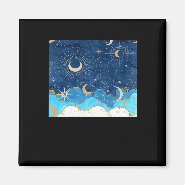 Whimsigoth Wolken Sun Moon Witchy Classic Magnet (Vorne)