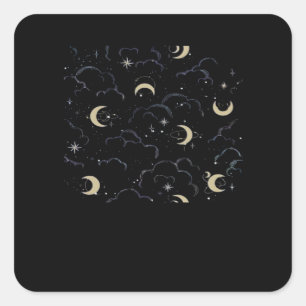 Whimsigoth Wolken Sun Moon Witchy Quadratischer Aufkleber