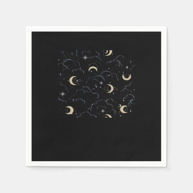 Whimsigoth Wolken Sun Moon Witchy Serviette (Vorderseite)