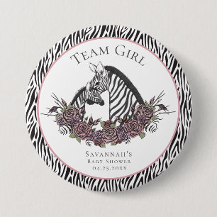 Whimsigoth Zebra Safari Team Mädchen Rosa Blumenmu Button