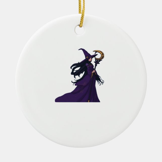 Whimsigothic Moon Witch Keramik Ornament (Vorne)