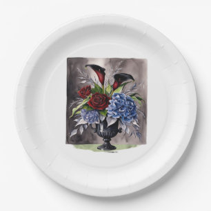 Whimsigothie - Gothic Floral Vase ästhetische Klas Pappteller