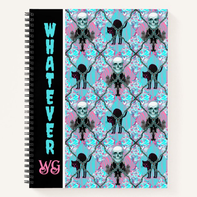 Whimsigotische Raute aus Pink und Türkis Notizbuch (Vorderseite)