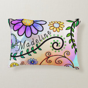Whimsikal, Doodle-Blume überall Dekokissen