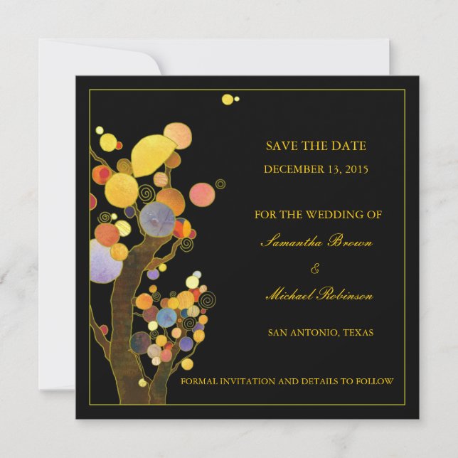 Whimsikale Bäume Save the Date Hochzeitseinladunge (Vorderseite)