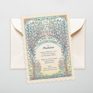 Whimsikale Bäume und Stars Pastel Sweet Baby Dusch Einladung