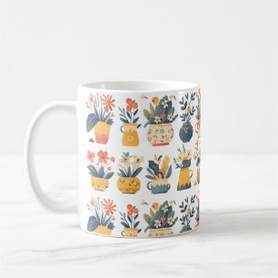 Whimsikale Blüten in lebhaften Pots Kaffeetasse