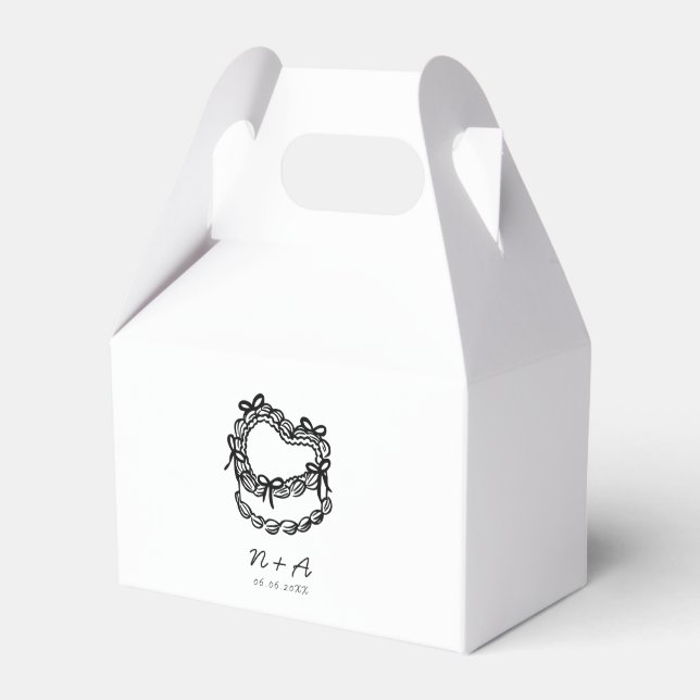 Whimsikale handGezeichnet Kuchenhochzeit Geschenkschachtel (Vorderseite)