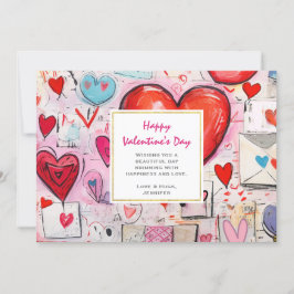 Whimsikale Herzen und Liebe Buchstaben Valentinsta Feiertagskarte