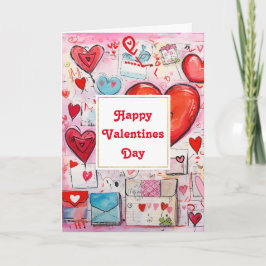 Whimsikale Herzen und Liebe Buchstaben Valentinsta Karte