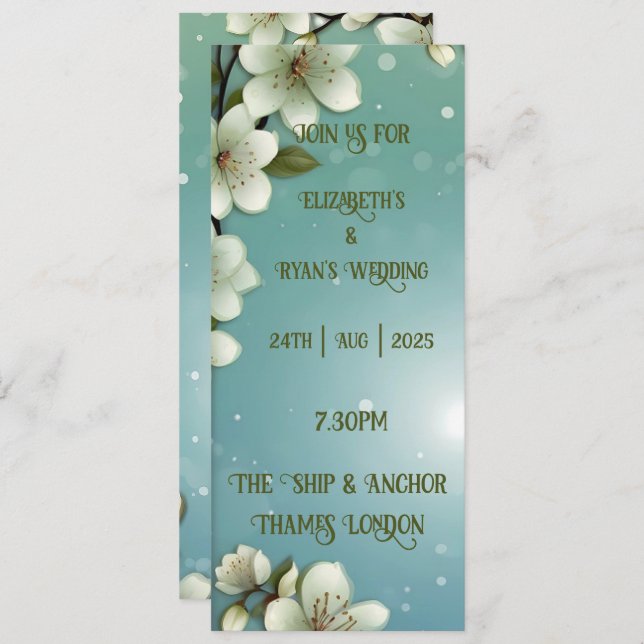 Whimsikale Kirschblüte mit Glitzern Einladung (Vorne/Hinten)