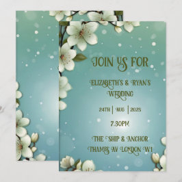 Whimsikale Kirschblüte mit Glitzern Einladung