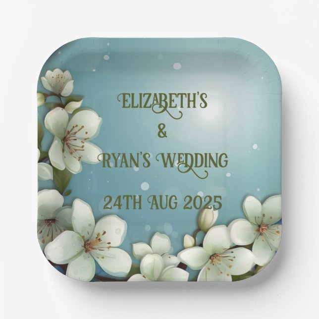 Whimsikale Kirschblüte mit Glitzern Pappteller (Vorderseite)