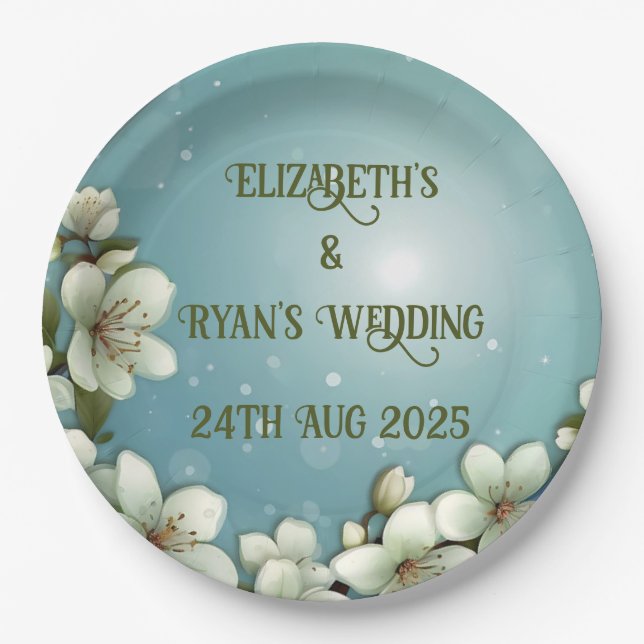 Whimsikale Kirschblüte mit Glitzern Pappteller (Vorderseite)