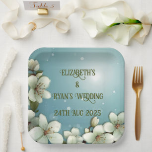 Whimsikale Kirschblüte mit Glitzern Pappteller