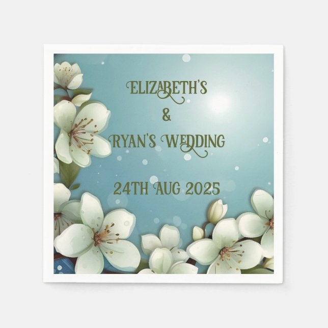 Whimsikale Kirschblüte mit Glitzern Serviette (Vorderseite)