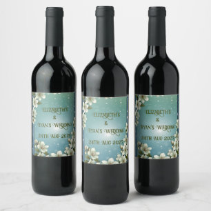 Whimsikale Kirschblüte mit Glitzern Weinetikett