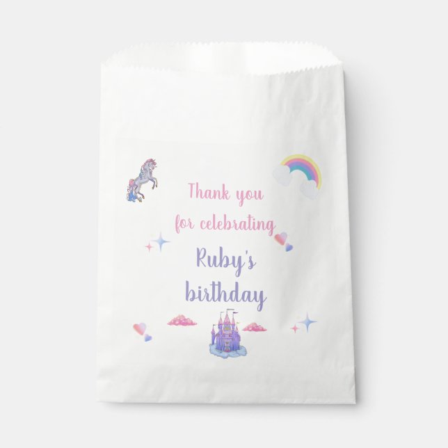Whimsikale, märchenhafte Burg und eingetönte Tasch Geschenktütchen (Vorderseite)