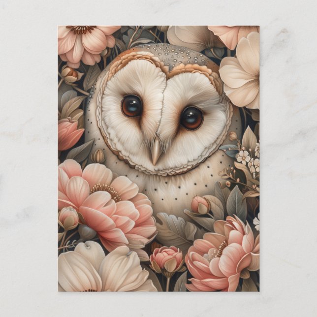 Whimsikale Schale und Pastell Floral Zeichnend Postkarte (Vorderseite)