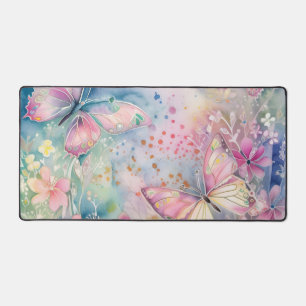 Whimsikale Schmetterlinge und Blume Schreibtischunterlage