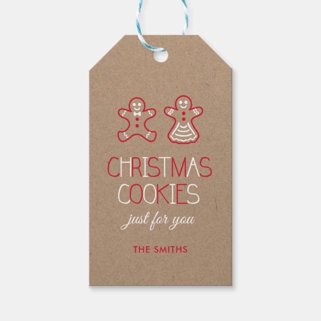 Whimsikale Typografie und Lebkuchen Geschenkanhänger (Vorderseite)