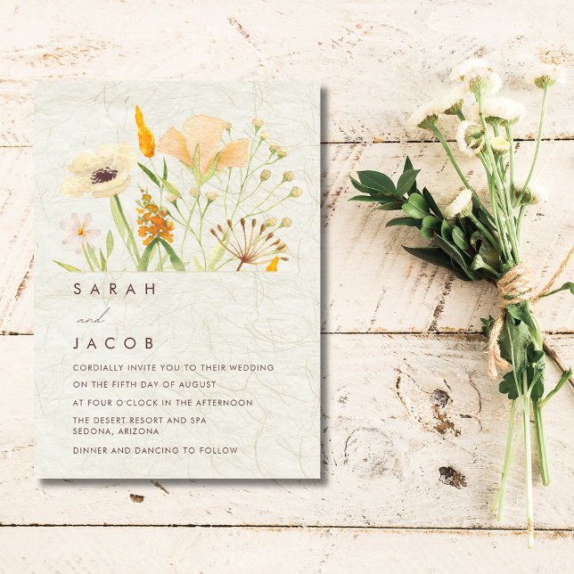 Whimsikale Wildblumen Hochzeit Einladung (Whimsical Wildflowers Wedding Invitation)
