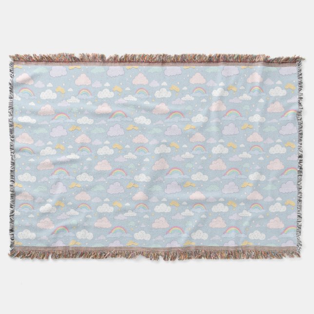 Whimsikale Wolken und Regenbogen Decke (Vorderseite)