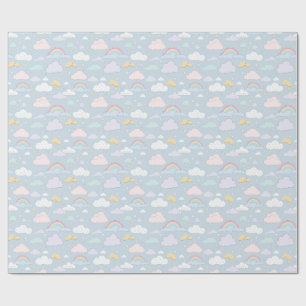 Whimsikale Wolken und Regenbogen Geschenkpapier