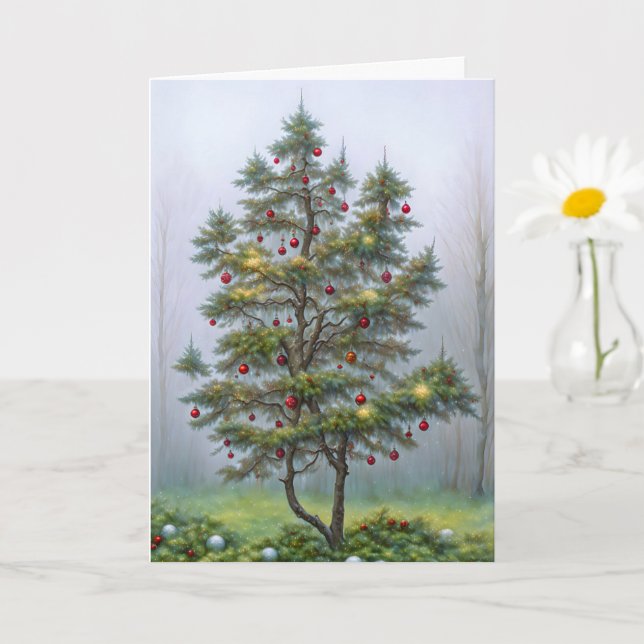 Whimsikaler Baum im Wald Weihnachtsdekorationen Karte (Kleine Pflanze)