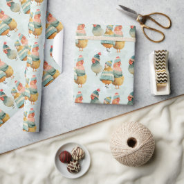 Whimsikaler Cartoon in Wollhaaren und Schals Geschenkpapier