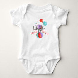 Whimsikaler Elefant, grauer Zirkus, Aquarellname Baby Strampler